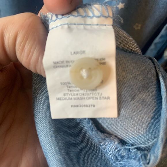 Thread & Supply Chambray Star Shirt Tencel Dress Sz Lg - Picture 12 of 12
